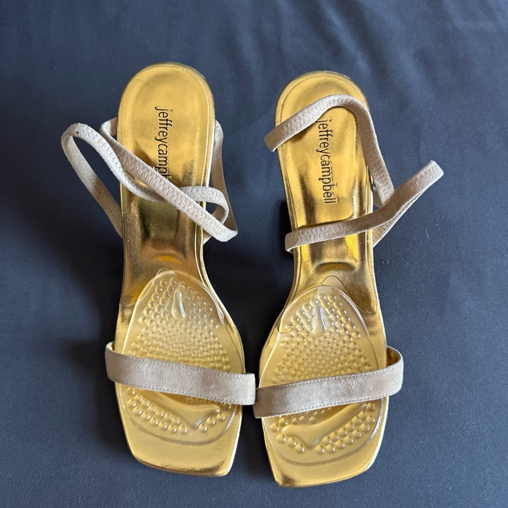 Jeffrey Campbell Gold and Beige Women's Sandals